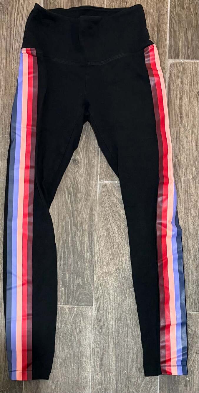 Pink Victoria's Secret Yoga Leggings Size S Black Striped